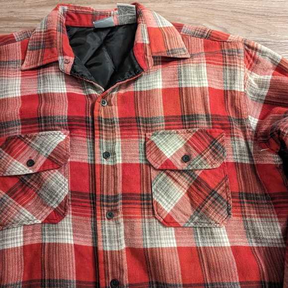 Vintage Ozark Trail flannel quilted lined plaid shirt jacket L - Picture 4 of 4